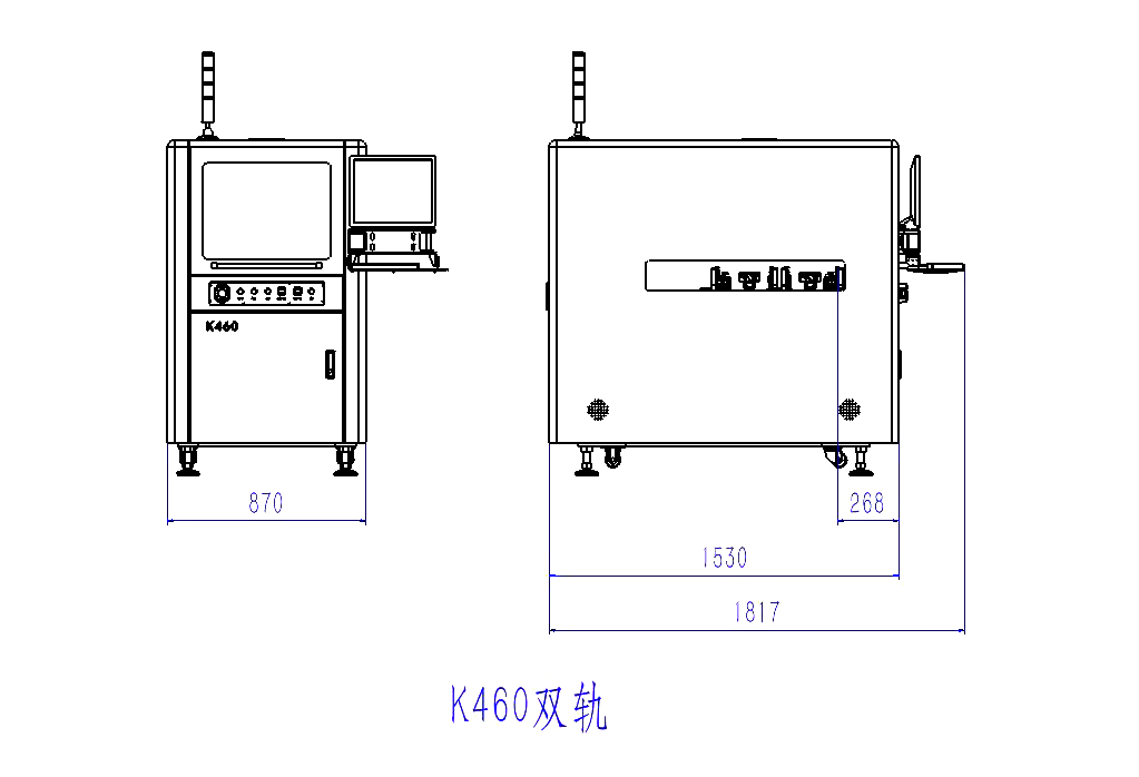 雙軌點膠機(jī)外形尺寸圖